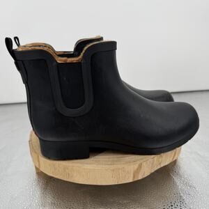 Eastlake Chelsea Plush Rain Boot SZ 10 Lined Black Galoshes Faux Sherpa Lined